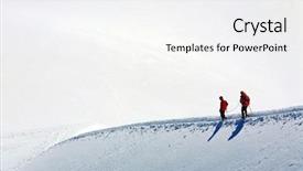  Presentation with mountain climbing - Colorful PPT theme enhanced with team of two alpinists climbing a mountain backdrop and a white colored foreground