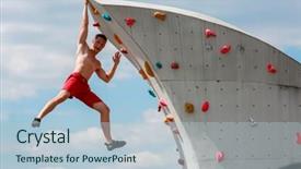  Presentation with rock climbing - Audience pleasing slide deck consisting of rock climbing against blue backdrop and a light blue colored foreground