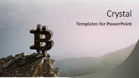  Presentation with mountain climbing - Cool new presentation design with rock climbing business - bitcoin symbol on mountain peak backdrop and a light gray colored foreground