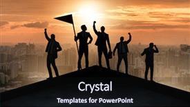  Presentation with achievement - PPT theme featuring rock climbing business - businessmen in achievement and teamwork background and a wine colored foreground