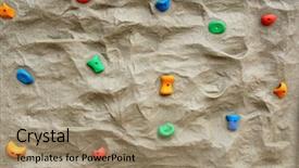  Presentation with rock climbing - Slide set with rock climbing wall background background and a coral colored foreground