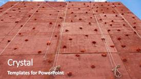  Presentation with rock climbing - Cool new PPT theme with rock climbing wall with grip backdrop and a red colored foreground