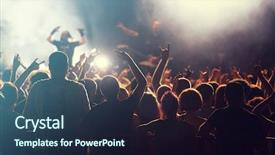  Presentation with stage lights - Theme with rock concert cheering crowd background and a ocean colored foreground