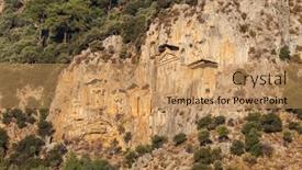  Presentation with ancient - Presentation design with rock-cut-temple-tombs background and a coral colored foreground