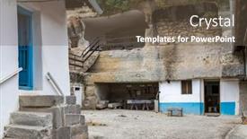  Presentation with dwelling - Colorful PPT theme enhanced with rock-dwelling-in-brhlovce-levice backdrop and a tawny brown colored foreground