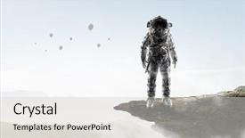  Presentation with space suit - Amazing PPT theme having rock engineering - astronaut in space suit backdrop and a  colored foreground