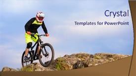  Presentation with triathlon professional cyclist man cycling - Cool new presentation theme with rock extreme sport concept free backdrop and a sky blue colored foreground