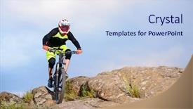  Presentation with cyclist - Cool new PPT theme with rock extreme sport concept free backdrop and a sky blue colored foreground
