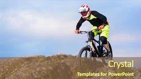  Presentation with triathlon professional cyclist man cycling - Cool new presentation theme with rock extreme sport concept free backdrop and a tawny brown colored foreground