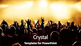  Presentation with concert stage empty stage - PPT theme featuring rock festival - silhouettes of concert crowd background and a black colored foreground