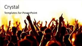  Presentation with concert stage empty stage - Slides consisting of rock festival - silhouettes of concert crowd background and a cream colored foreground