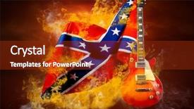  Presentation with flag - Amazing slide deck having rock flag around fire flames backdrop and a  colored foreground