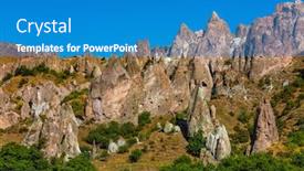  Presentation with armenia - Audience pleasing PPT theme consisting of rock-forest-of-zangezur-mountains backdrop and a teal colored foreground