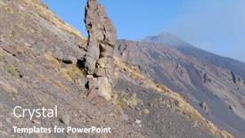  Presentation with volcano - Beautiful PPT theme featuring rock formation and active south-east crater of etna volcano sicily backdrop and a gray colored foreground