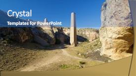  Presentation with rock stone - Colorful slide deck enhanced with rock-formation-and-stone-pillar backdrop and a teal colored foreground