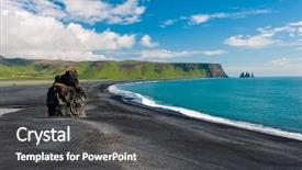  Presentation with volcanic rock - Cool new slide deck with rock formation on a black backdrop and a dark gray colored foreground