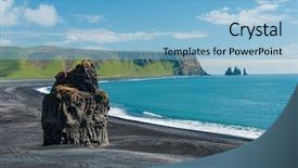  Presentation with volcanic rock - Amazing PPT layouts having rock formation on a black backdrop and a light blue colored foreground