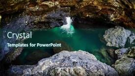  Presentation with sea shore - Colorful presentation theme enhanced with rock formations in the cave at sea shore backdrop and a ocean colored foreground