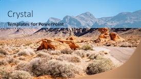  Presentation with nevada - PPT theme having rock-formations-in-valley background and a light blue colored foreground