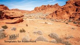  Presentation with nevada - PPT layouts with rock-formations-in-valley background and a coral colored foreground
