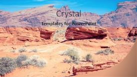  Presentation with fire - Presentation theme featuring rock-formations-in-valley background and a cyan colored foreground