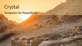  Presentation with ancient village - PPT theme consisting of rock foundation - ruins of an ancient village background and a  colored foreground