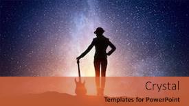  Presentation with guitar - Cool new theme with rock girl with guitar mixed media backdrop and a red colored foreground