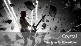  Presentation with guitar - Presentation featuring rock girl with guitar mixed background and a gray colored foreground