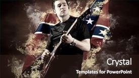  Presentation with flames - Slides consisting of rock guitarist play on the electric guitar around fire flames background and a wine colored foreground