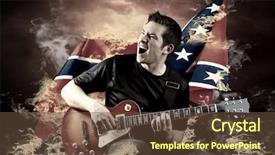  Presentation with flames - Amazing slides having rock guitarist play on the electric guitar around fire flames backdrop and a tawny brown colored foreground