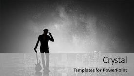  Presentation with guitar - PPT layouts consisting of rock guy with guitar mixed background and a light gray colored foreground