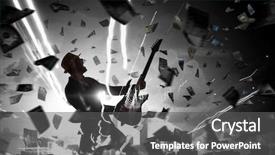  Presentation with rock - Amazing PPT theme having rock guy with guitar mixed backdrop and a dark gray colored foreground