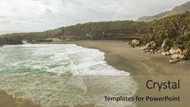  Presentation with new zealand - Beautiful slides featuring rock layers - wild coastal cliffs backdrop and a coral colored foreground