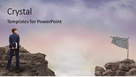  Presentation with digital image - Beautiful slides featuring rock looking at checkered flag backdrop and a light gray colored foreground