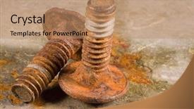  Presentation with old - Presentation having rock mechanics - old rusty bolts background and a coral colored foreground