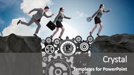  Presentation with mechanics - Presentation design consisting of rock mechanics - teamwork concept with business people background and a gray colored foreground