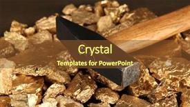  Presentation with nuggets - PPT theme having rock mine - golden nuggets with hummer background and a tawny brown colored foreground