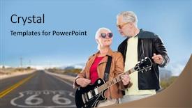  Presentation with music rock roll - Audience pleasing theme consisting of rock music old age backdrop and a light blue colored foreground