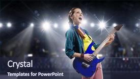  Presentation with heavy metal - Slides having rock musician at concert mixed background and a tawny brown colored foreground