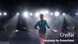  Presentation with concert - Presentation theme featuring rock musician at concert mixed background and a dark gray colored foreground