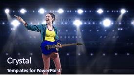  Presentation with heavy metal - Colorful slide set enhanced with rock musician at concert mixed backdrop and a wine colored foreground