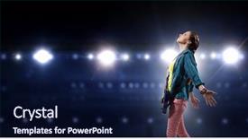  Presentation with concert - PPT layouts featuring rock musician at concert mixed background and a navy blue colored foreground