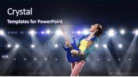  Presentation with concert - Audience pleasing presentation consisting of rock musician at concert mixed backdrop and a wine colored foreground