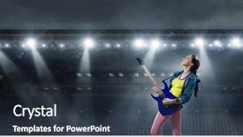  Presentation with heavy metal - PPT theme having rock musician at concert mixed background and a tawny brown colored foreground