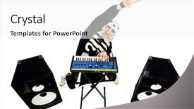  Presentation with rock music - Cool new slide deck with rock musician in a skeleton backdrop and a white colored foreground