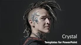  Presentation with black culture - Theme enhanced with rock-musician-portrait background and a dark gray colored foreground