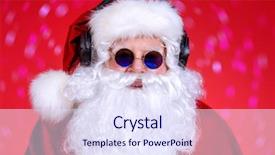  Presentation with christmas party - Audience pleasing slides consisting of rock n roll lights - modern santa claus in headphones backdrop and a sky blue colored foreground