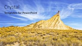  Presentation with journey - Presentation theme consisting of rock-of-castildetierra-bardenas-reales background and a light blue colored foreground