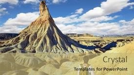  Presentation with journey - Slide deck with rock-of-castildetierra-woman-tourist background and a yellow colored foreground