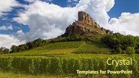  Presentation with vineyards - PPT theme consisting of rock-of-solutre-with-vineyards background and a tawny brown colored foreground